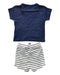 A Navy Shorts Sets from Petit Bateau in size 3-6M for girl. (Back View)