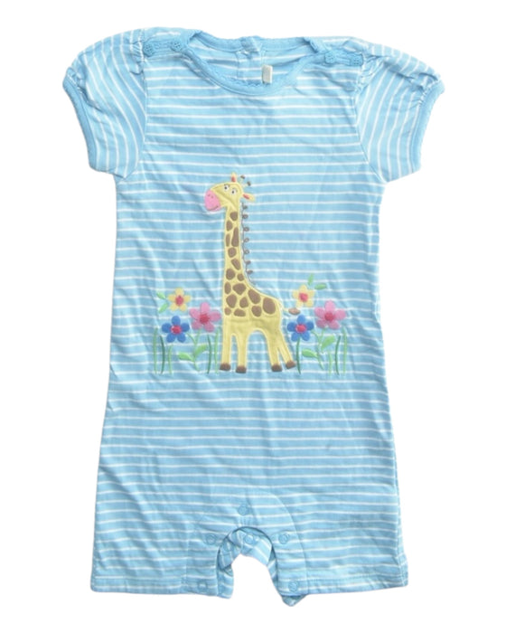 A Blue Short Sleeve Rompers from Jojo Maman Bébé in size 12-18M for girl. (Front View)