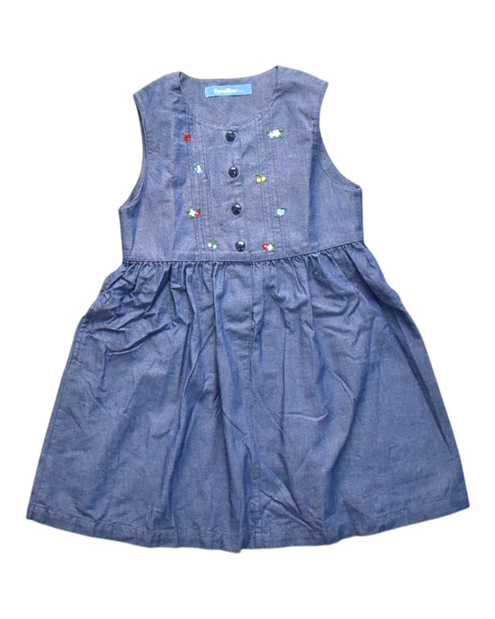 A Blue Sleeveless Dresses from Familiar in size 5T for girl. (Front View)