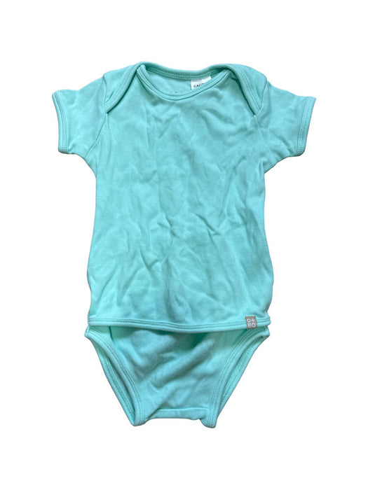 A Teal Short Sleeve Bodysuits from Oeteo in size 3-6M for neutral. (Front View)