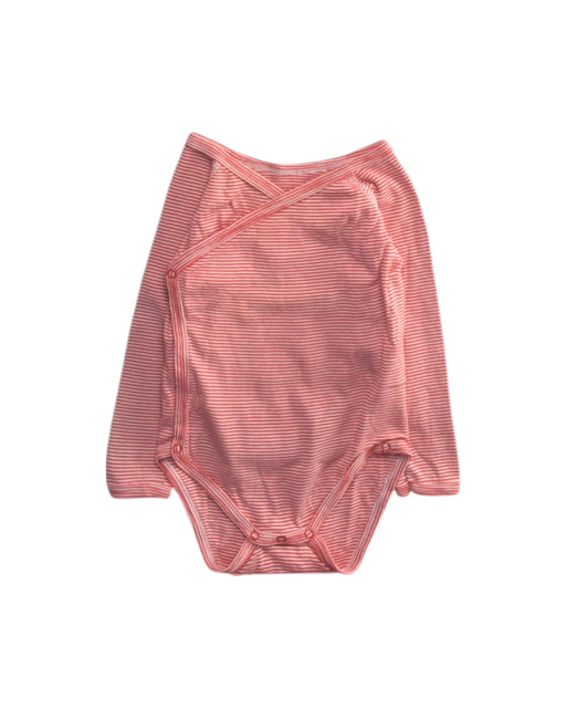A Pink Long Sleeve Bodysuits from Petit Bateau in size 6-12M for girl. (Front View)