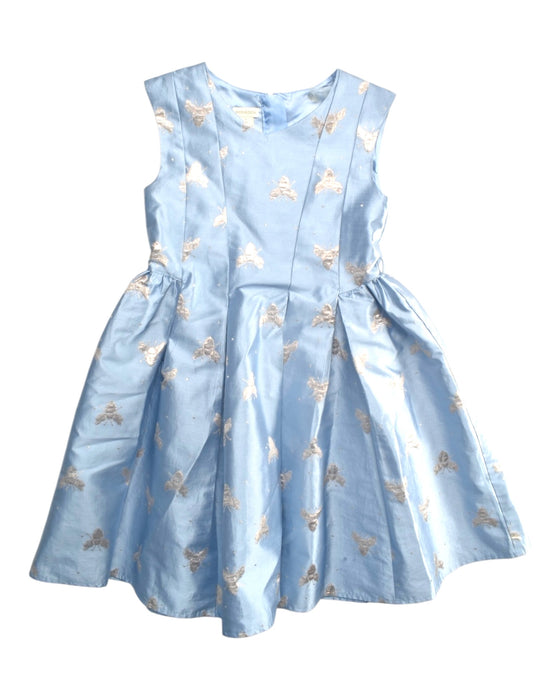 A Blue Sleeveless Dresses from Monsoon in size 7Y for girl. (Front View)