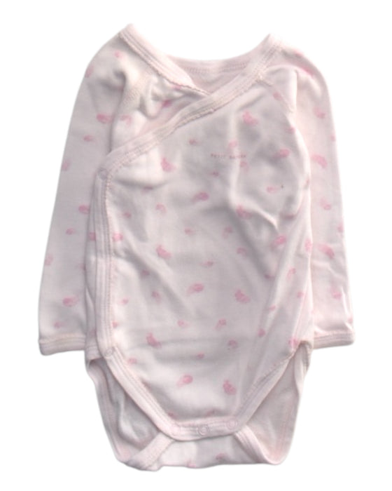 A Pink Long Sleeve Bodysuits from Petit Bateau in size 3-6M for girl. (Front View)