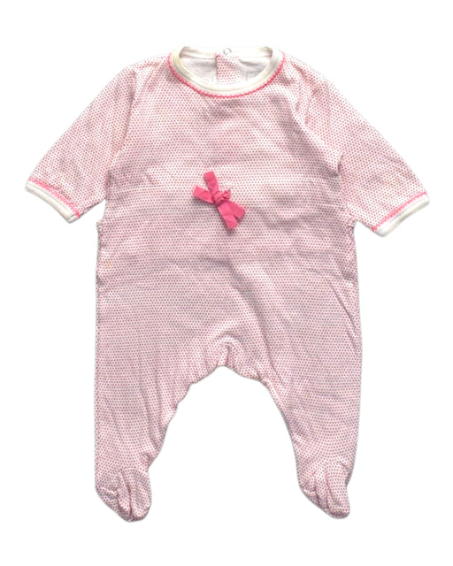 A Pink Onesies from Petit Bateau in size 0-3M for girl. (Front View)