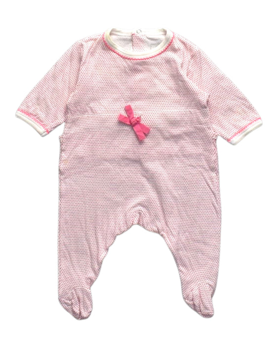 A Pink Onesies from Petit Bateau in size 0-3M for girl. (Front View)