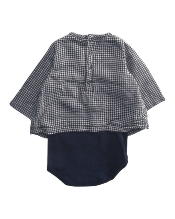 A Navy Long Sleeve Bodysuits from Petit Bateau in size 0-3M for girl. (Back View)