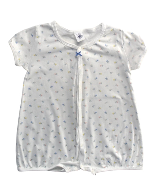 A White Short Sleeve Rompers from Petit Bateau in size 12-18M for girl. (Front View)