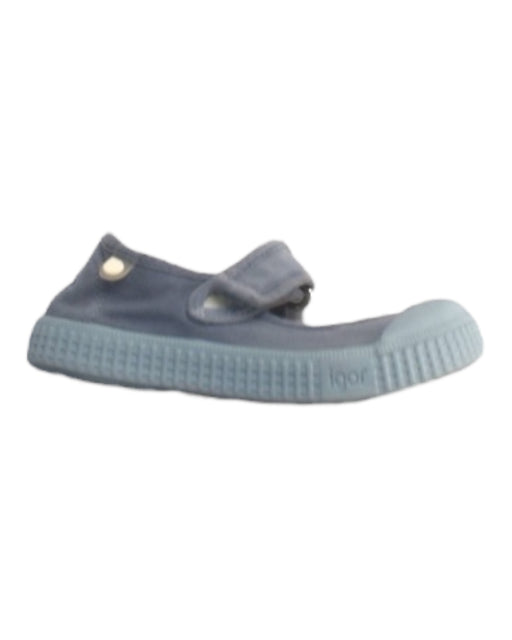 A Blue Slip Ons from Igor in size 18-24M for girl. (Front View)