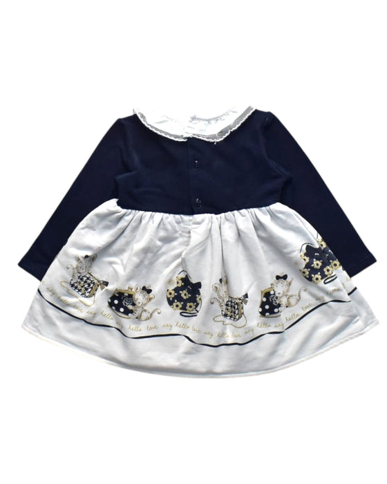 A Navy Long Sleeve Dresses from Mayoral in size 6-12M for girl. (Back View)