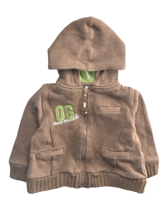 A Brown Zippered Sweatshirts from Cadet Rousselle in size 3-6M for boy. (Front View)