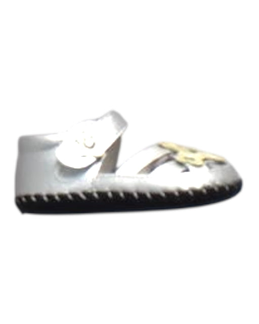 A Silver Booties from pediped in size 12-18M for girl. (Front View)