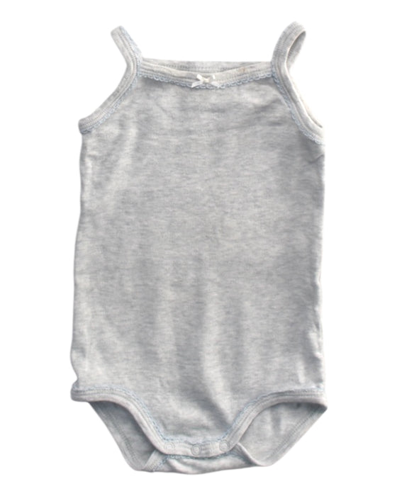 A Grey Sleeveless Bodysuits from Petit Bateau in size 3-6M for girl. (Front View)