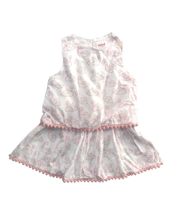 A Pink Sleeveless Dresses from Seed in size 2T for girl. (Front View)