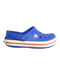 A Blue Slip Ons from Crocs in size 3T for boy. (Front View)