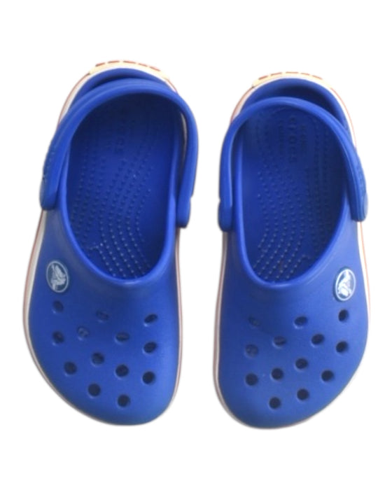 A Blue Slip Ons from Crocs in size 3T for boy. (Back View)