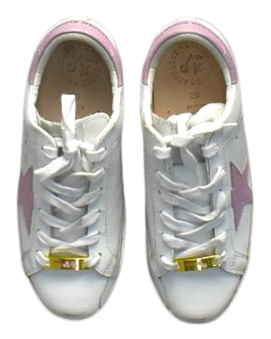 A White Sneakers from Golden Goose in size 11Y for girl. (Back View)