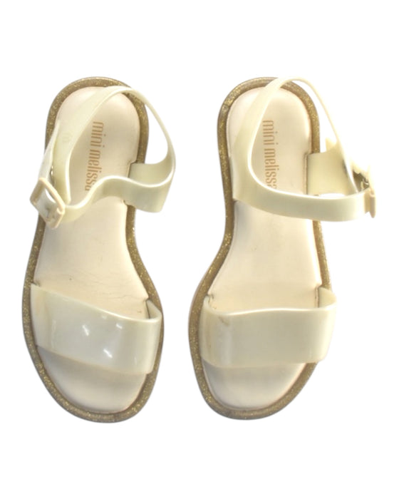 A Ivory Sandals from Mini Melissa in size 5T for girl. (Back View)