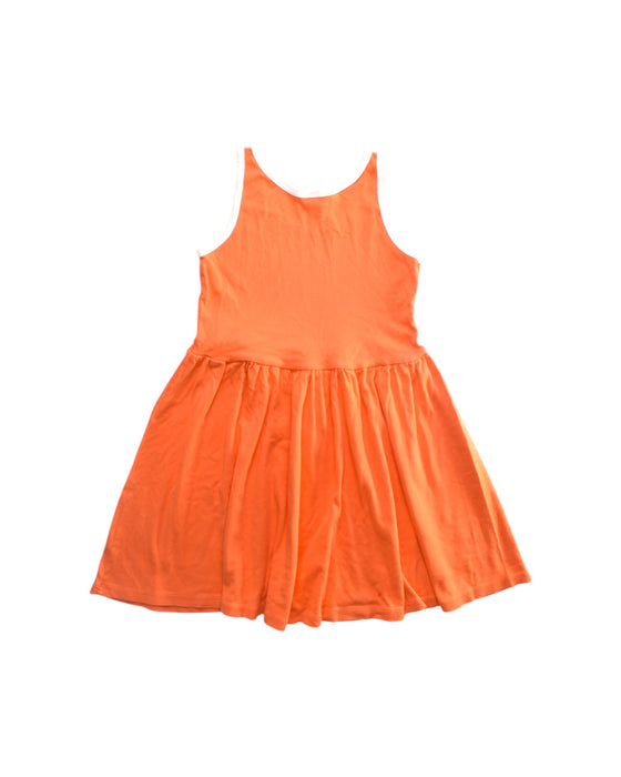 A Orange Sleeveless Dresses from Petit Bateau in size 10Y for girl. (Back View)