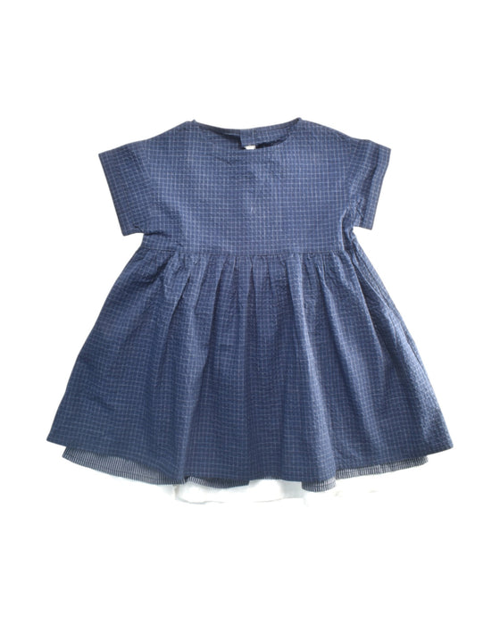 A Blue Short Sleeve Dresses from Il Gufo in size 4T for girl. (Front View)