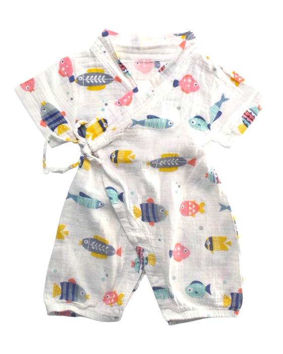 A Multicolour Short Sleeve Rompers from Little Kooma in size 6-12M for boy. (Front View)