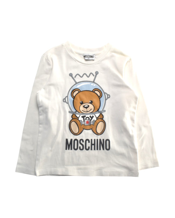 A White Long Sleeve T Shirts from Moschino in size 4T for boy. (Front View)