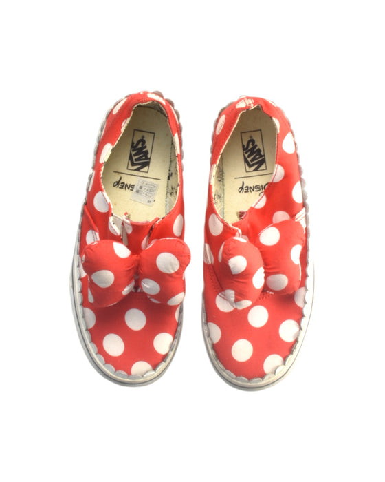 A Red Slip Ons from Vans in size 9Y for girl. (Back View)
