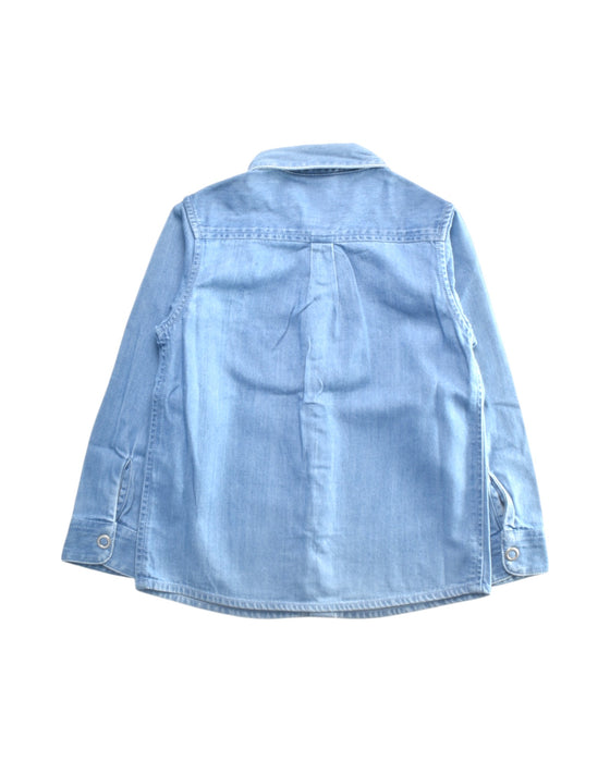 A Blue Long Sleeve Shirts from Petit Bateau in size 4T for boy. (Back View)