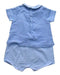 A Blue Short Sleeve Rompers from Petit Bateau in size 6-12M for boy. (Back View)