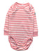 A Pink Long Sleeve Bodysuits from Polarn O. Pyret in size 3-6M for girl. (Front View)