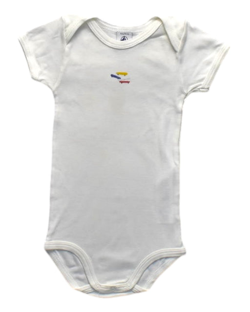 A White Short Sleeve Bodysuits from Petit Bateau in size 12-18M for boy. (Front View)