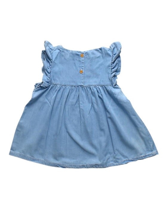 A Blue Sleeveless Dresses from Bobo Choses in size 12-18M for girl. (Back View)