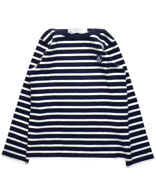A Navy Long Sleeve T Shirts from Petit Bateau in size 6T for boy. (Front View)