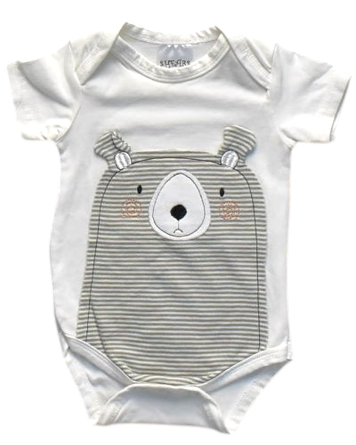 A White Short Sleeve Bodysuits from Shears in size 0-3M for boy. (Front View)