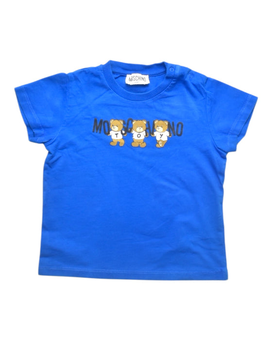 A Blue Short Sleeve T Shirts from Moschino in size 3T for boy. (Front View)