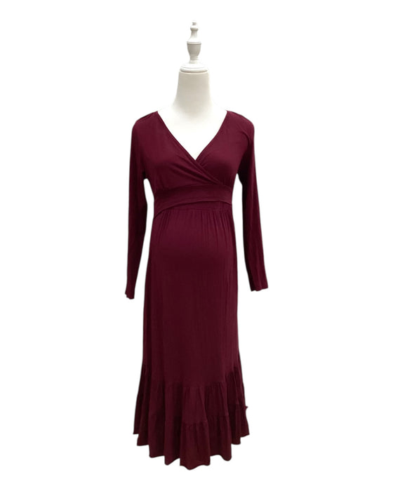 A Burgundy Long Sleeve Dresses from Dote in size Maternity-S for maternity. (Front View)