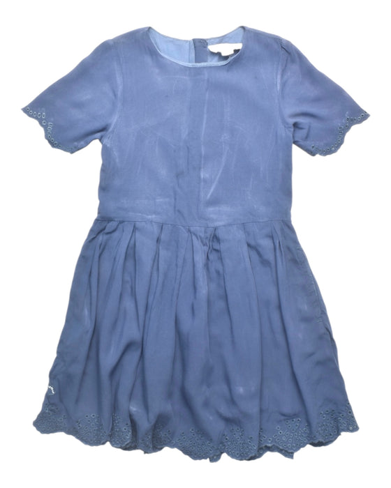 A Blue Short Sleeve Dresses from Chateau de Sable in size 4T for girl. (Front View)