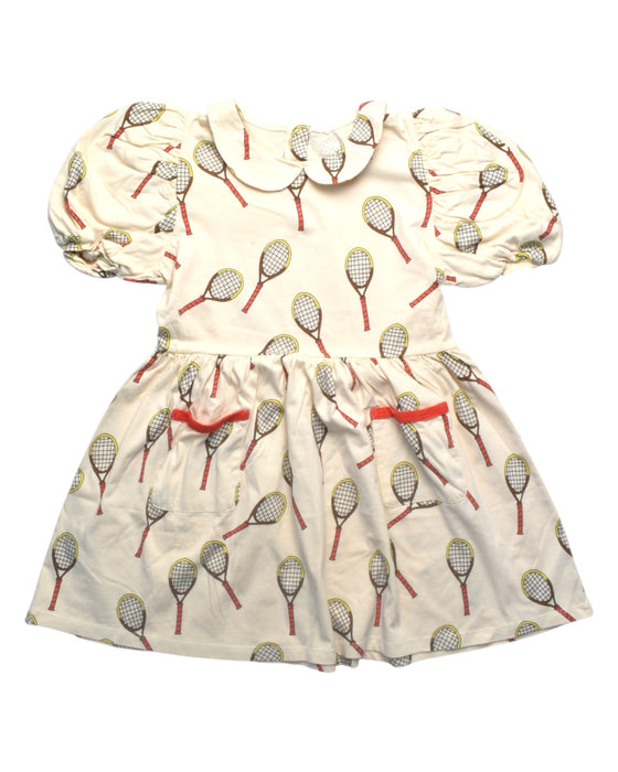 A White Short Sleeve Dresses from Mini Rodini in size 5T for girl. (Front View)