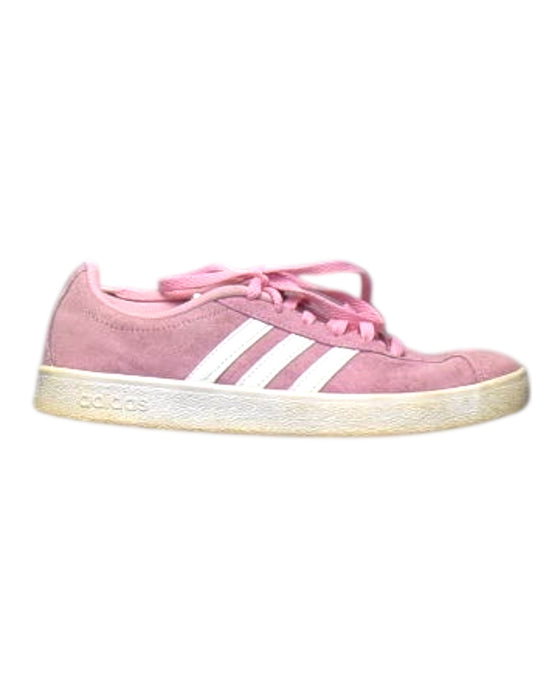 A Pink Sneakers from Adidas in size 9Y for girl. (Front View)