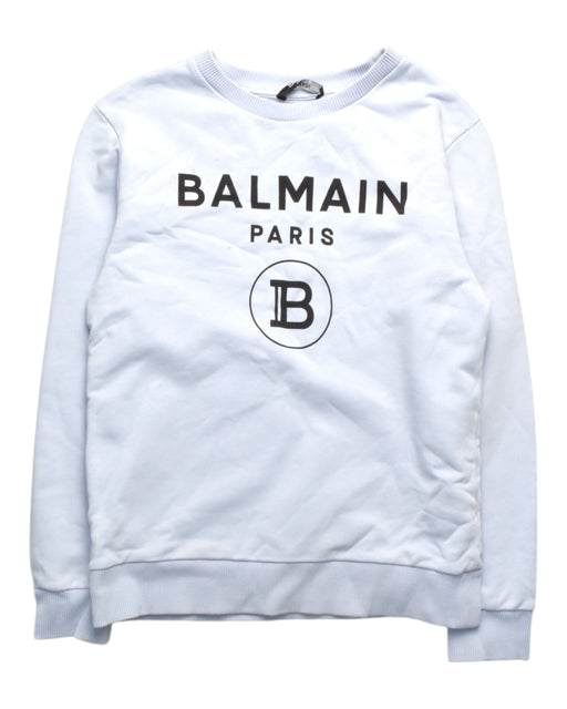 A White Crewneck Sweatshirts from Balmain in size 10Y for boy. (Front View)