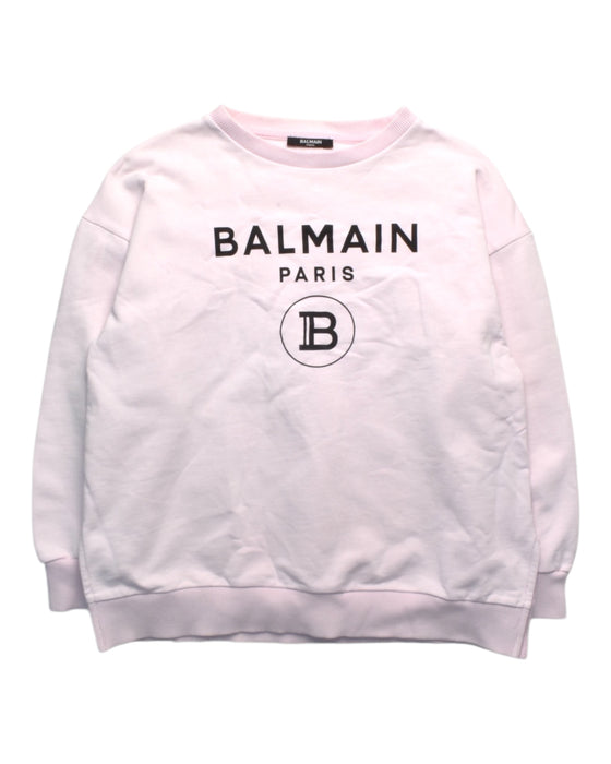 A Pink Crewneck Sweatshirts from Balmain in size 12Y for girl. (Front View)