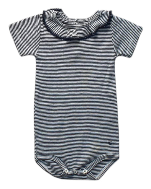 A Navy Short Sleeve Bodysuits from Petit Bateau in size 3-6M for girl. (Front View)