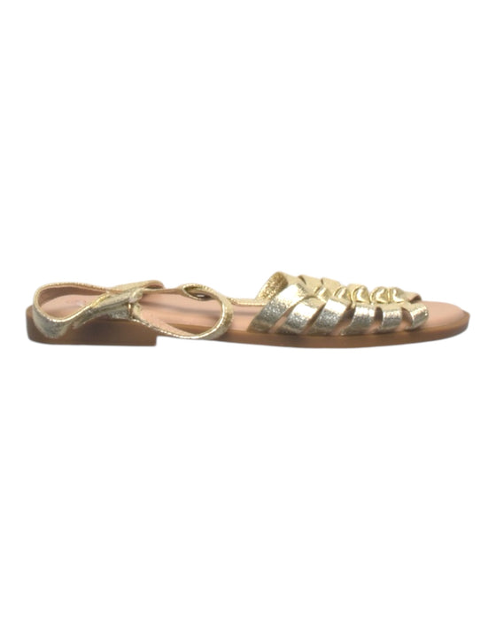 A Gold Sandals from Seed in size 9Y for girl. (Front View)