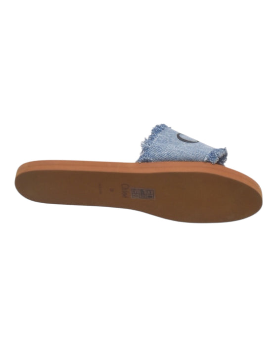 A Blue Slide Sandals from Chloe in size 12Y for girl. (Front View)