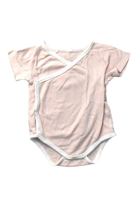 A Pink Short Sleeve Bodysuits from Mori in size 6-12M for girl. (Front View)