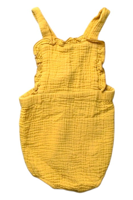 A Yellow Overall Shorts from Seed in size 6-12M for girl. (Front View)