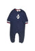 A Navy Long Sleeve Rompers from Purebaby in size 3-6M for boy. (Front View)