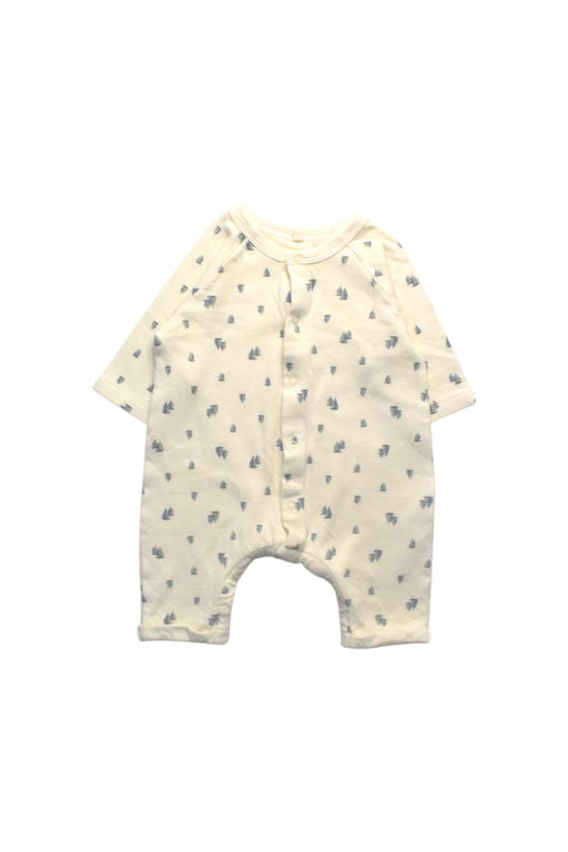 A Ivory Long Sleeve Rompers from Petit Bateau in size 0-3M for boy. (Front View)