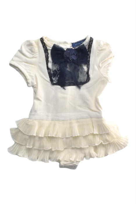 A White Short Sleeve Rompers from Nicholas & Bears in size 6-12M for girl. (Front View)