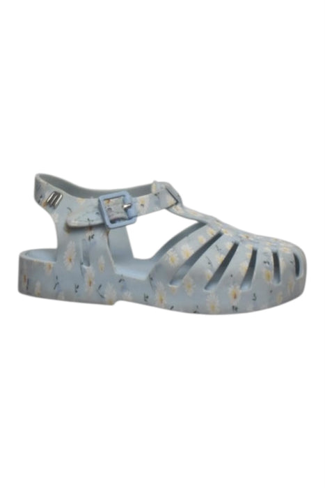 A Blue Sandals from Mini Melissa in size 3T for girl. (Front View)