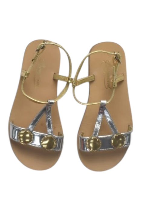 A Gold Sandals from Bonpoint in size 4T for girl. (Back View)